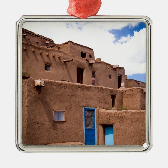 SüdwestenTaos Adobe Pueblo-Haus-New Mexiko Ornament Aus Metall (Vorne)