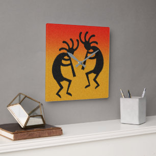 Südwestentwurf Kokopelli Quadratische Wanduhr