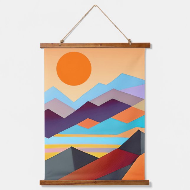 Südwestgebirge Geometrisch Abstrakt Wandteppich Mit Holzrahmen (Vorderseite)