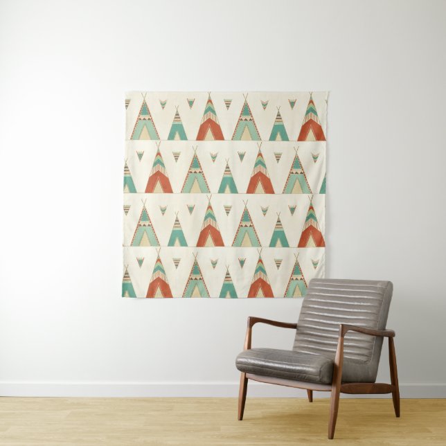 SüdwestGeo-Schritt| geometrisches Teepee-Muster Wandteppich (Beispiel (Horizontal))