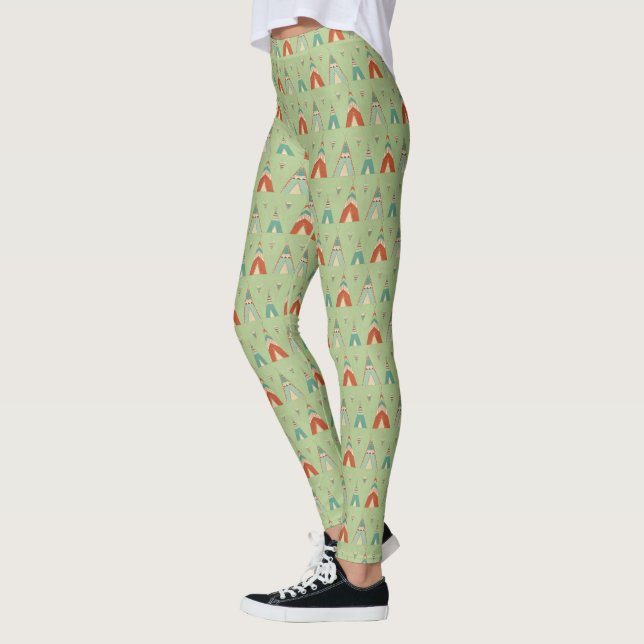 SüdwestGeo-Schritt| grünes Teepee-Muster Leggings (Links)