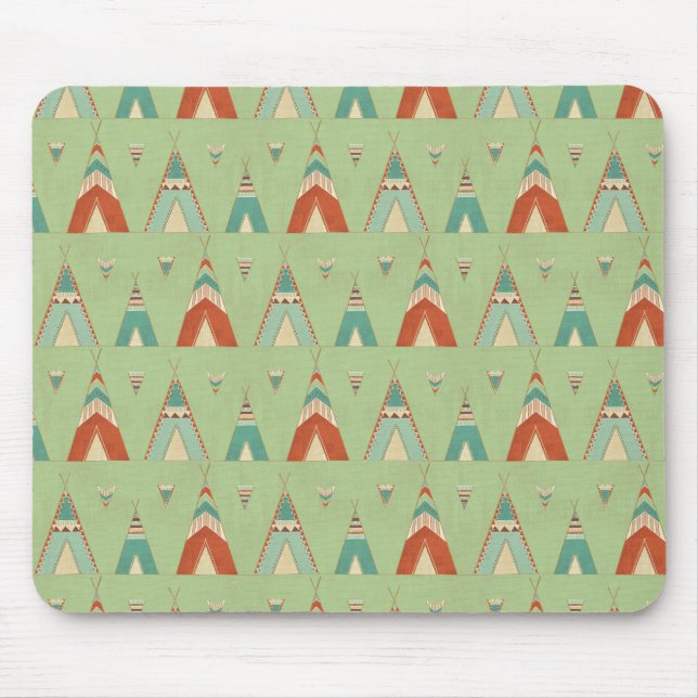 SüdwestGeo-Schritt| grünes Teepee-Muster Mousepad (Vorne)
