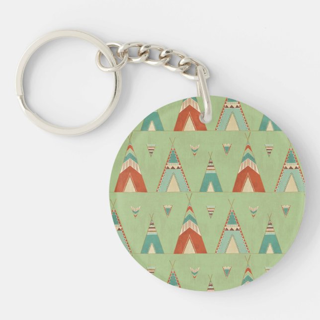 SüdwestGeo-Schritt| grünes Teepee-Muster Schlüsselanhänger (Vorderseite)