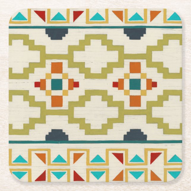 Südwestgeometrie I Rechteckiger Pappuntersetzer (Vorderseite)