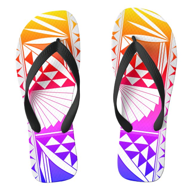 Südwestindischer Sonnenaufgang in Regenbogen Flip Flops (Fußbett)
