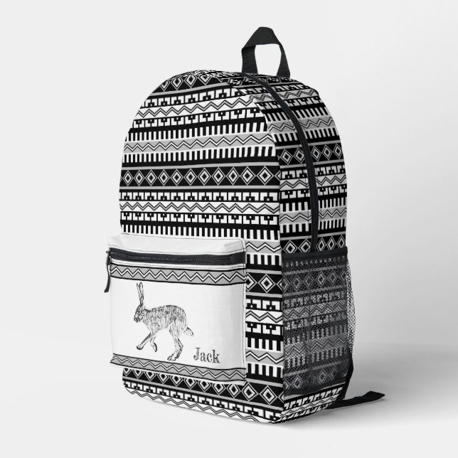 Südwestkaninchen und geometrische Personalisierte Bedruckter Rucksack (Rückseitige Ecke Rechts)