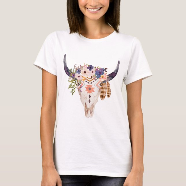 Südwestkuh-Schädel-Stammes- Markierungen und T-Shirt (Vorderseite)