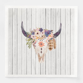 Südwestkühe - Stammetiketten und Blume Serviette