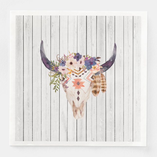Südwestkühe - Stammetiketten und Blume Serviette (Vorderseite)