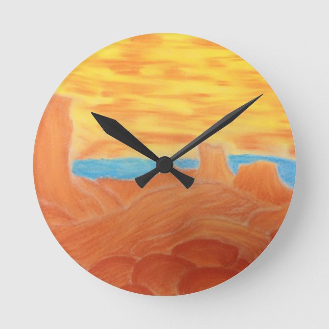 Südwestlandschaftskhalk Zeichnend Runde Wanduhr (Vorderseite)