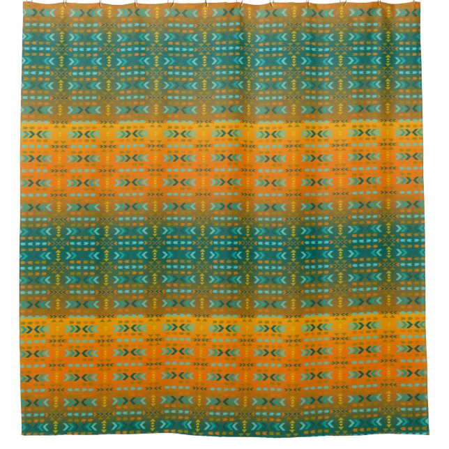 Südwestlich, Aqua, Orange Ombre Duschvorhang (Vorderseite)