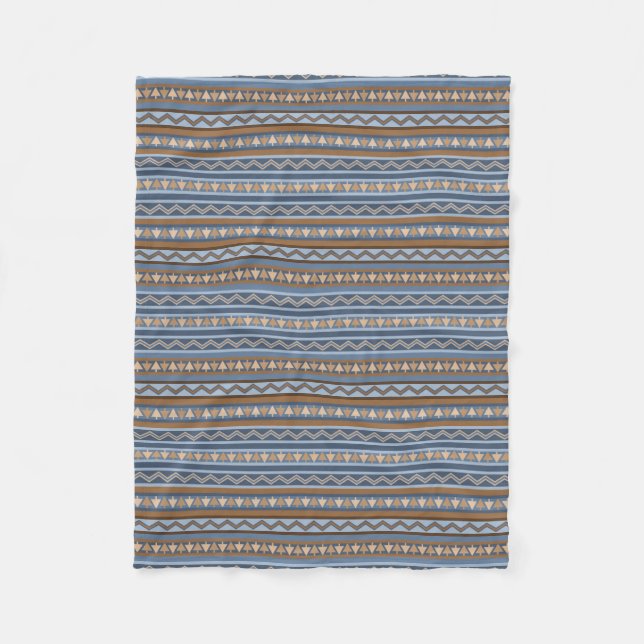 Südwestlich Blau und braun Geometrisch Klein Fleecedecke (Vorderseite)