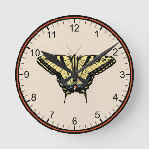 Südwestlich Gelbes Frack Schmetterling Klein Runde Wanduhr