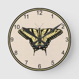 Südwestlich Gelbes Frack Schmetterling Klein Runde Wanduhr
