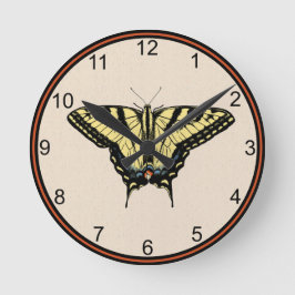 Südwestlich Gelbes Frack Schmetterling Klein Runde Wanduhr