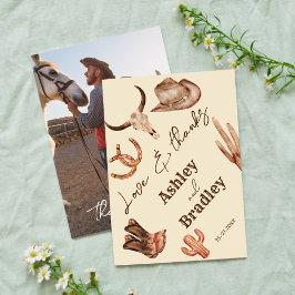 Südwestlich Land Ranch Hochzeit Foto Vielen Dank RSVP Karte