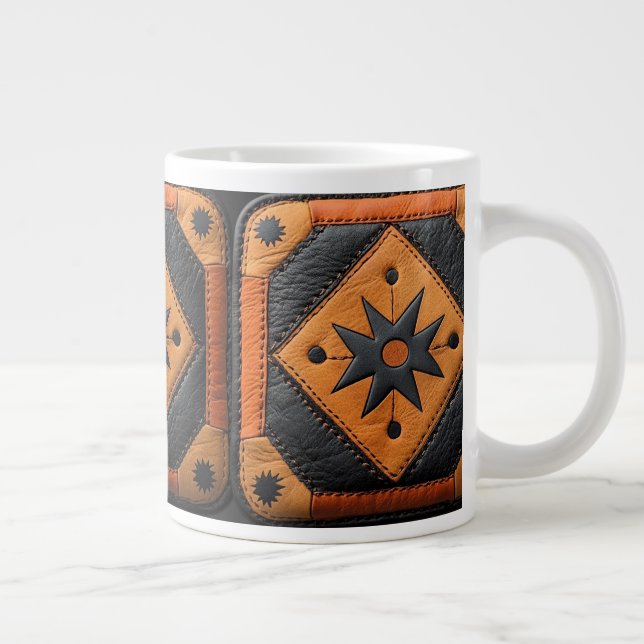 Südwestlich schönes Country Style Leather Jumbo-Tasse (Rechts)