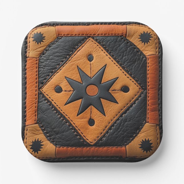 Südwestlich schönes Country Style Leather Pappteller (Vorderseite)