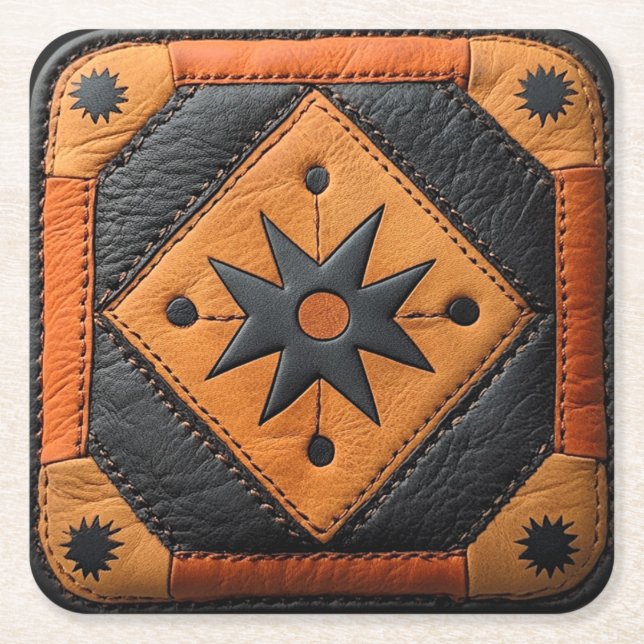 Südwestlich schönes Country Style Leather Rechteckiger Pappuntersetzer (Vorderseite)