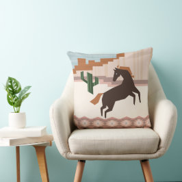 Südwestlich von Wild Brown Horse & Cactus | Kissen