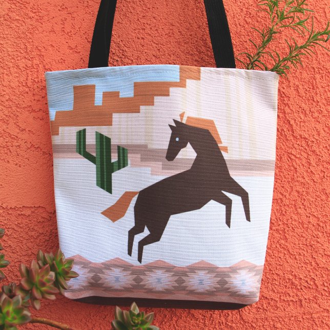 Südwestlich von Wild Brown Horse & Cactus Tasche (Von Creator hochgeladen)