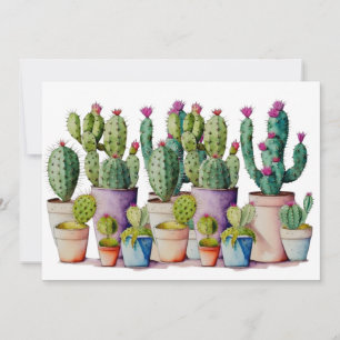 Südwestliche Aquarellkaktus in Töpfen Einladung