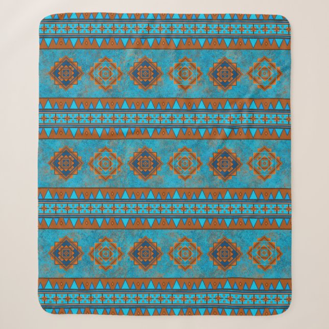 Südwestliche Bergspitzen Geometrisches Muster Medi Sherpadecke (Vorderseite)