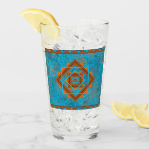 Südwestliche Bergspitzen Türkisfarben Geometrisc Glas