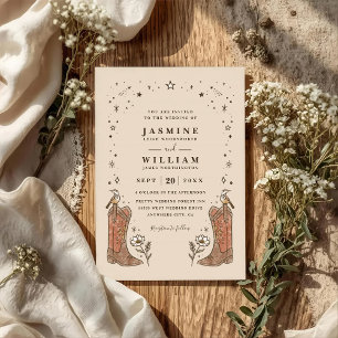 Südwestliche Boho-Land-Chic-QR-Code-Hochzeit Einladung