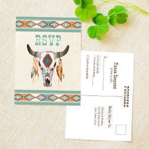Südwestliche Boho-Stammes-Ranch-Hochzeit RSVP  Postkarte