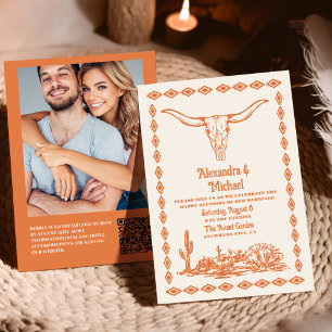 Südwestliche Country Ranch Western Hochzeit QR Cod Einladung