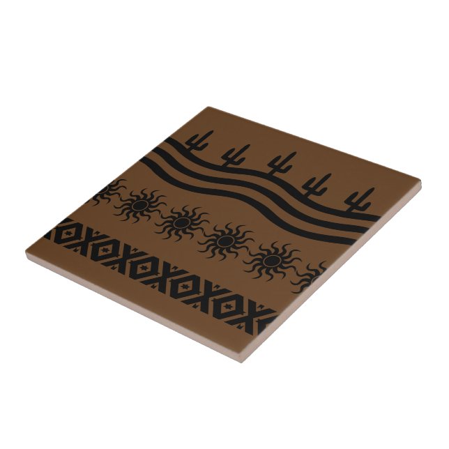 Südwestliche Design Schwarz-Braun-Fliesen-Trivet Fliese (Seite)