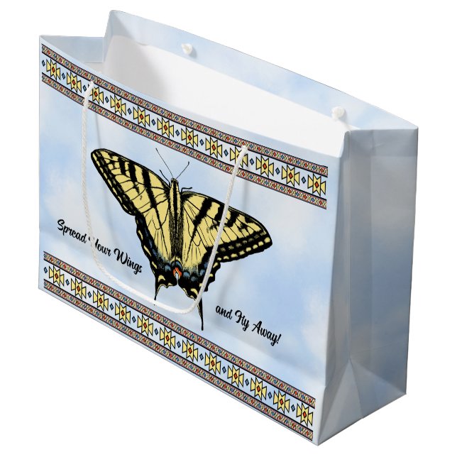 Südwestliche Gelbbbutterfliege Personalisiert Große Geschenktüte (Vorderseite Schrägansicht)