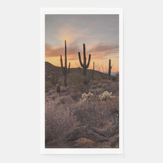Südwestliche Kaktus Sunset Wüste Serviette (Vorderseite)