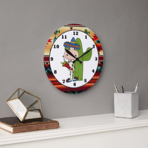 Südwestliche Kuh-Küchen-Cartoonuhr Große Wanduhr