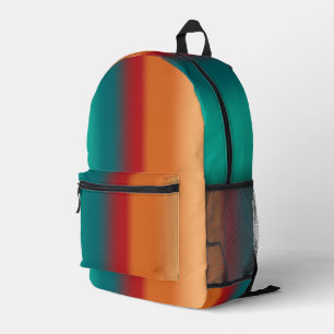 Südwestliche Orange Rot-Türkis-Regenbogen Streifen Bedruckter Rucksack