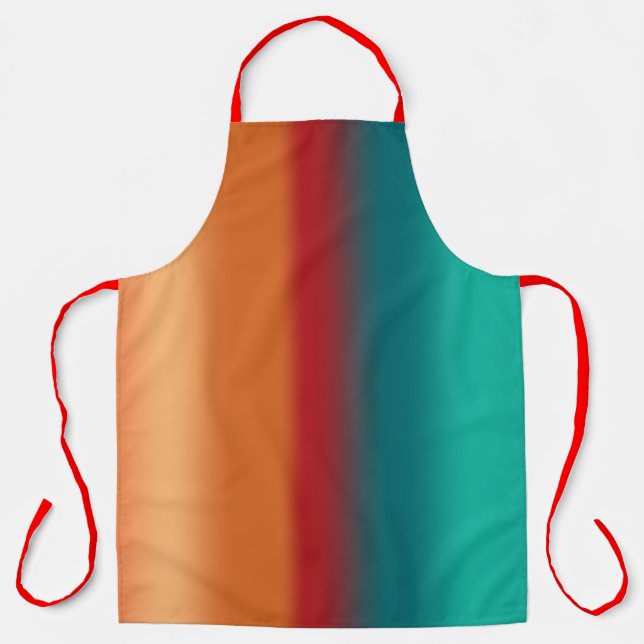 Südwestliche Orange Rot-Türkis-Regenbogen Streifen Schürze (Vorderseite)