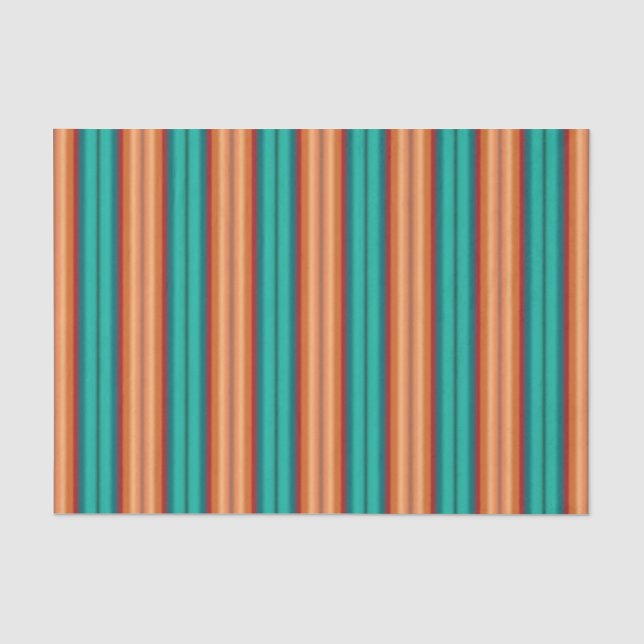 Südwestliche Orange Rot-Türkis-Regenbogen Streifen Seidenpapier (Vorderseite)