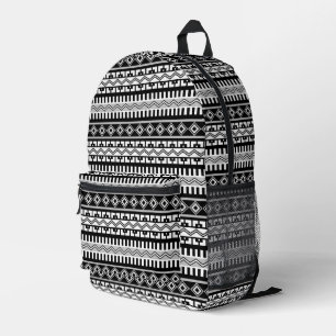 Südwestliche Schwarz-Weiß-Geometrie-Muster Bedruckter Rucksack
