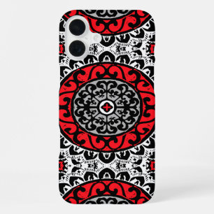 Südwestliche Sonnen-Mandala-Batik, Rot, Schwarz & iPhone Hülle