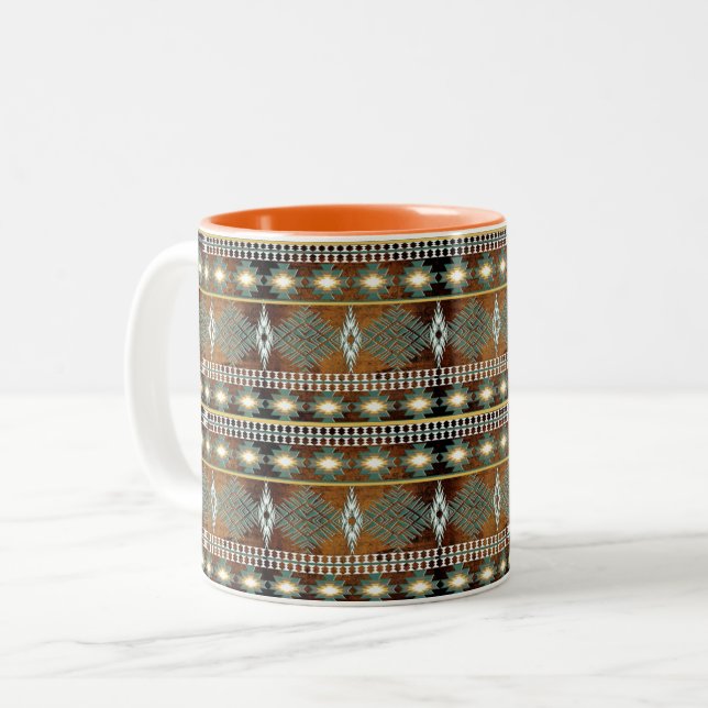 Südwestliche Stammeskaffeemuster Tasse (Vorderseite Links)
