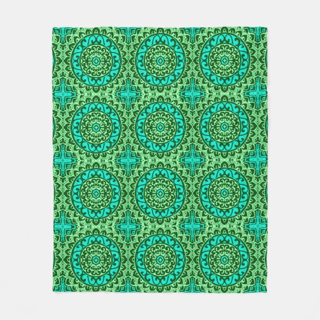 Südwestliche Sun Mandala Batik, Limettengrün Fleecedecke (Vorderseite)