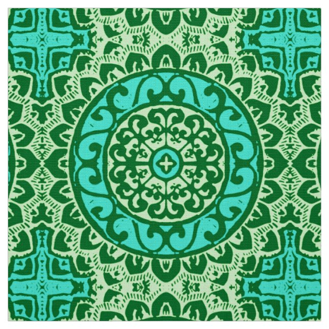 Südwestliche Sun Mandala Batik, Limettengrün Stoff (Muster)