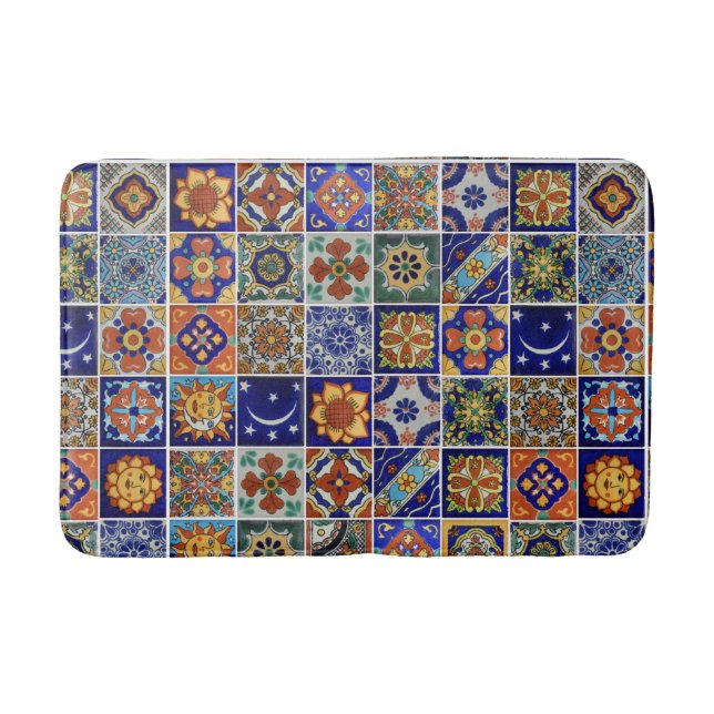 Südwestliche Talavera Tile Image Bath Mat Badematte (Vorderseite)