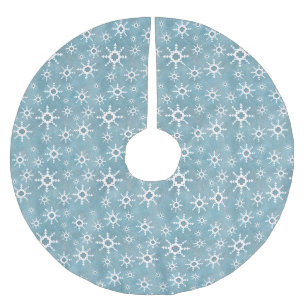 Südwestliche Winter-Schneeflocken Blau und Weiß Polyester Weihnachtsbaumdecke