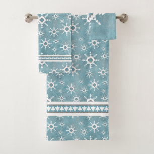Südwestliche Winterschneeflocken Badhandtuch Set