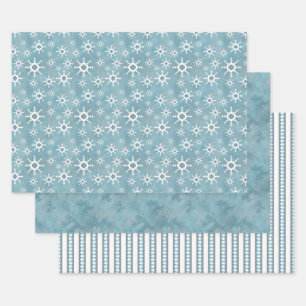 Südwestliche Winterschneeflocken Hirschpinienmuste Geschenkpapier Set