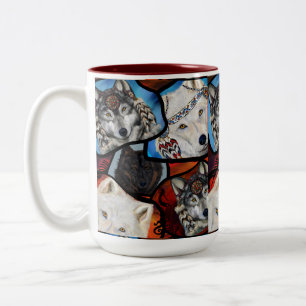 SÜDWESTLICHE WOLF-KUNST ZWEIFARBIGE TASSE