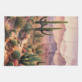 Südwestliche Wüstenkaktusszene  Geschirrtuch