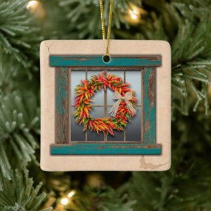 Südwestlicher Festlicher Chili-Kranz Personalisier Keramikornament